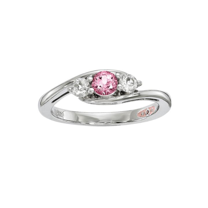 Survivor Collection Genuine Clear & Pink Swarovski Topaz Sterling Silver Sue Ring