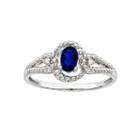 Womens Diamond Accent Lab Created Blue Sapphire Sterling Silver Halo Ring