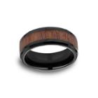 Mens Comfort Fit 8mm Black Cobalt With Rosewood Inlay Wedding Band