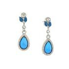 1928 Jewelry Silver-tone Blue Leaf Teardrop Earrings