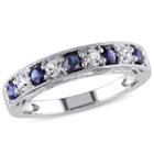 Modern Bride Gemstone Womens Blue Sapphire Sterling Silver Band