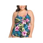 St. John's Bay Rich Rainforest Cara Tankini Swimsuit Top-plus