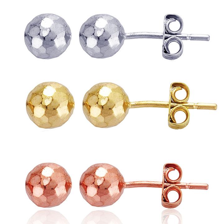 3 Pair 14k Gold Over Silver 14k Rose Gold Over Silver Earring Sets