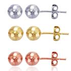 3 Pair 14k Gold Over Silver 14k Rose Gold Over Silver Earring Sets