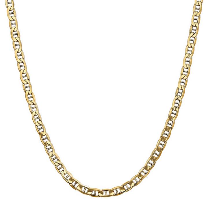 14k Gold Semisolid Anchor 24 Inch Chain Necklace
