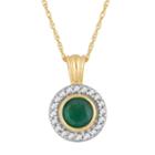 Womens 1/10 Ct. T.w. Genuine Green Emerald 10k Gold Round Pendant Necklace