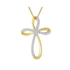 Diamond Blossom 1/4 Ct. T.w. Diamond 14k Yellow Gold Over Sterling Silver Cross Pendant Necklace