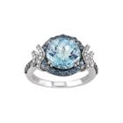 Genuine Blue Topaz And 1/8 Ct. T.w. Diamond Sterling Silver Ring