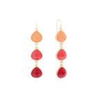 Liz Claiborne Orange And Gold-tone Linear Earrings