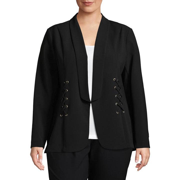 Bold Elements Lace Up Blazer-plus