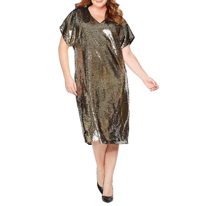 Tracee Ellis Ross For Jcp Glow Short-sleeve Resersible Sequin Dress - Plus