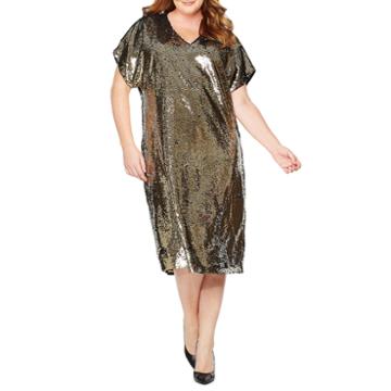Tracee Ellis Ross For Jcp Glow Short-sleeve Resersible Sequin Dress - Plus