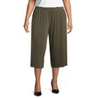 Liz Claiborne Wrinkle Resistant Pull On Cropped Pant- Plus