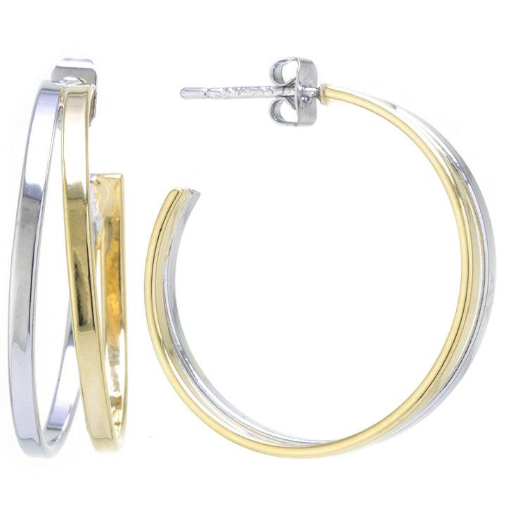 Silver Reflections Pure Silver Over Brass 30mm Hoop Earrings