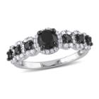 Midnight Black Diamond 1 1/2 Ct. T.w. Color-enhanced Black & White Diamond Sterling Silver Vintage Style Engagement Ring