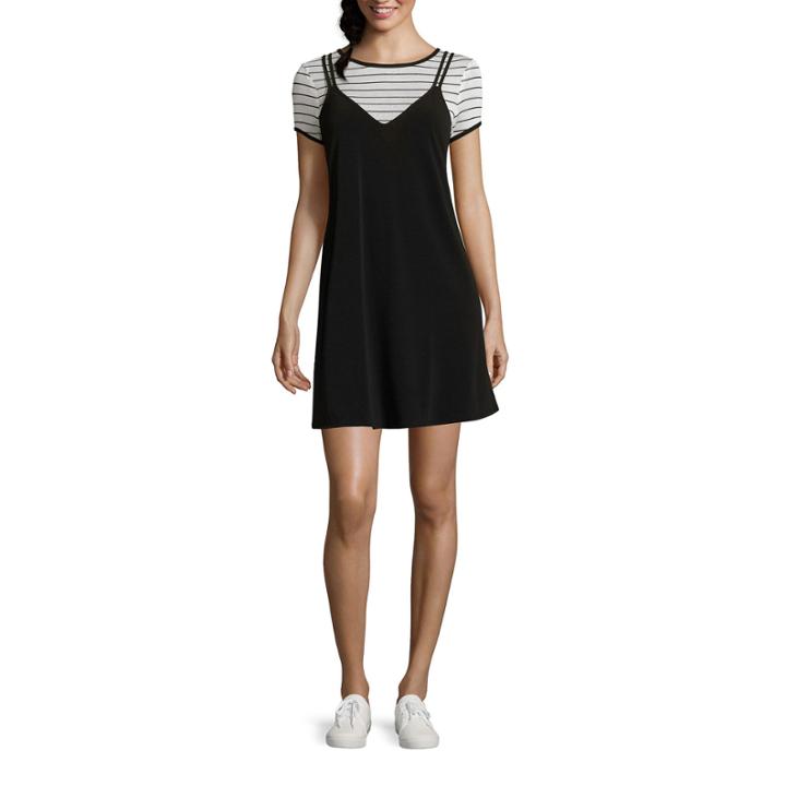 City Triangle Short Sleeve A-line Dress-juniors