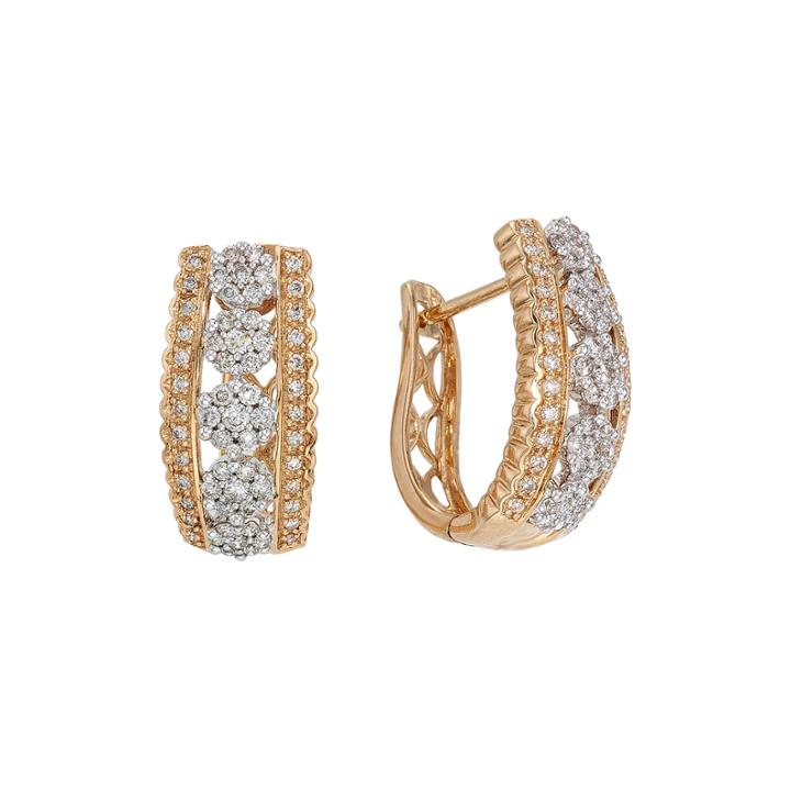 Diamond Blossom 1 Ct. T.w. Diamond 14k Yellow Gold 5-cluster Hoop Earrings