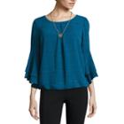 Alyx 3/4 Sleeve Scoop Neck Dobby Blouse