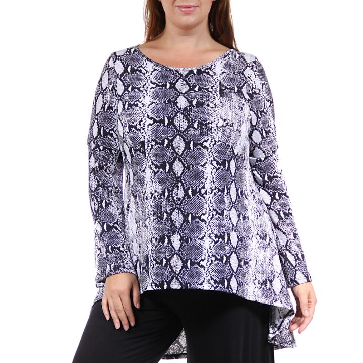 24/7 Comfort Apparel Animal Print Tunic Top Plus