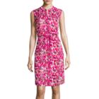 Liz Claiborne Sleeveless Front Pleat Shell Tie Waist Dress