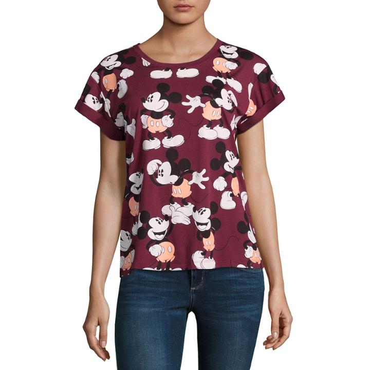 Mighty Fine Short Sleeve Crew Neck Lilo & Stitch Graphic T-shirt