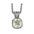 Shey Couture Green Quartz Sterling Silver Antiqued Pendant Necklace