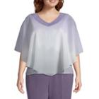 Alfred Dunner 3/4 Sleeve V Neck Woven Blouse-plus