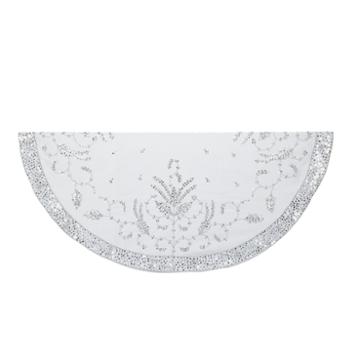 Kurt Adler 48 Silver Hand Embroidered Treeskirt