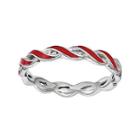 Personally Stackable Red Enamel Stackable Crossover Ring