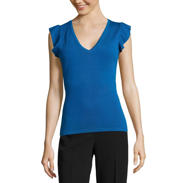 W Vneck Ruffle Sleev