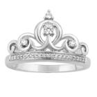 Enchanted Disney Fine Jewelry Womens 1/7 Ct. T.w. Genuine White Diamond Sterling Silver Cocktail Ring