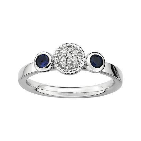 Personally Stackable Double Lab-created Sapphire & Diamond-accent Ring