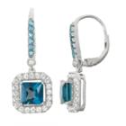Genuine London Blue Topaz & Lab-created White Sapphire Sterling Silver Leverback Earrings