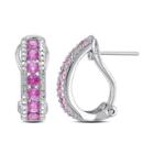 Lab-created Pink Sapphire Sterling Silver Hoop Earrings
