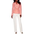 Isabella Long-sleeve Floral Jacquard Tie Waist Jacket & Pants Suit