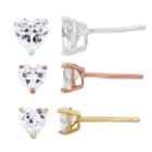 Diamonart 3 Pair 5 1/2 Ct. T.w. White Cubic Zirconia 18k Gold Over Silver Earring Sets