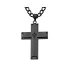 Inox Jewelry Mens Black Cubic Zirconia Stainless Steel & Black Ip Cross Pendant