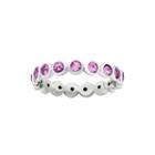 Personally Stackable October Pink Crystal Sterling Silver Eternity Ring