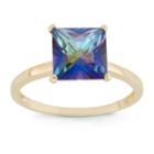 Womens Blue Mystic Fire Topaz 10k Gold Solitaire Ring