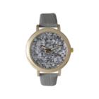 Olivia Pratt Womens Colored Metallic Stone Dial Gray Leather Watch 26359