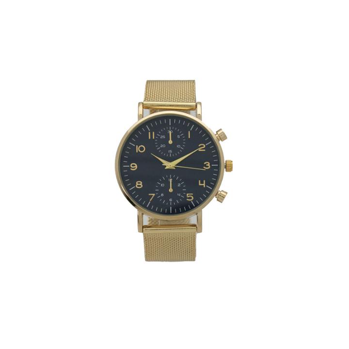 Olivia Pratt Floral Mesh Womens Gold Tone Strap Watch-17153goldnavy