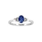 Oval Genuine Blue Sapphire And Diamond-accent 14k White Gold Ring