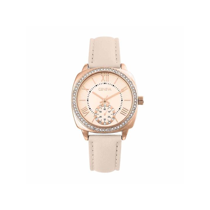 Geneva Womens Rose Goldtone Strap Watch-pt2517rgbg