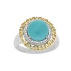Womens 1/10 Ct. T.w. Turquoise Blue 14k Gold Over Silver Sterling Silver Halo Ring