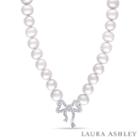 Laura Ashley Womens 1/10 Ct. T.w. Pearl Sterling Silver Strand Necklace
