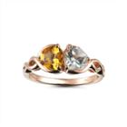 Womens Citrine Yellow 14k Gold Over Silver Bypass Ring