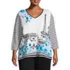 Alfred Dunner Play Date Eiffel Tower Tee- Plus