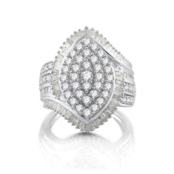 Womens 2 Ct. T.w. White Diamond 10k Gold Cocktail Ring