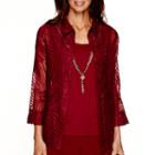 Alfred Dunner Villa D'este 3/4-sleeve Swirl Burnout Layered Top With Necklace