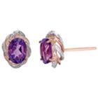 Diamond Accent Genuine Purple Amethyst 14k Gold Over Silver 11mm Stud Earrings